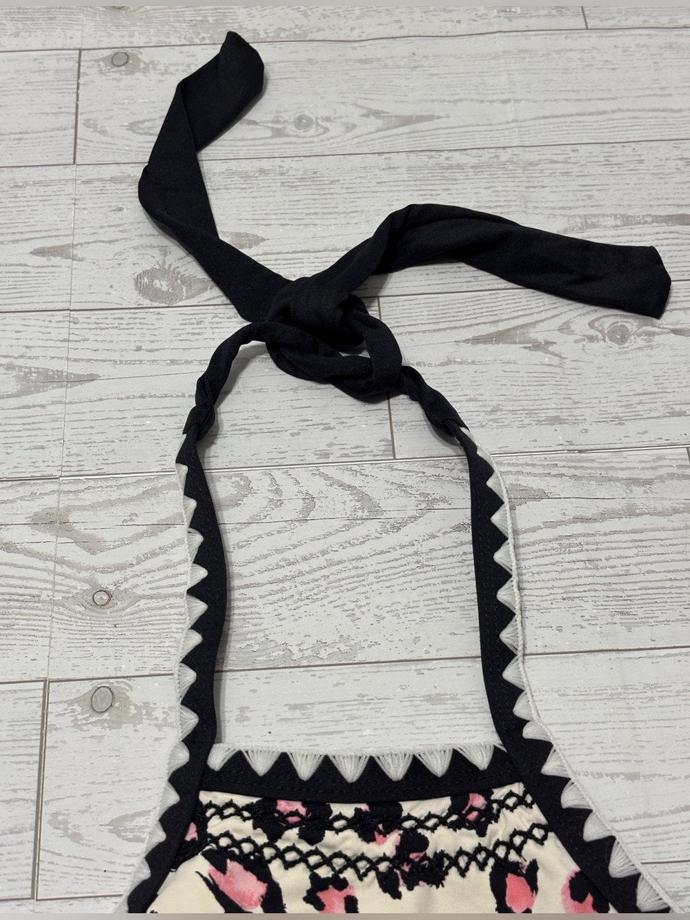 Gianni Bini Black Pink Off White Leopard Cheetah Print Bikini Halter Top Size M - Picture 6 of 9